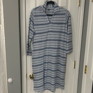 Lands' End Blue and White Striped dress